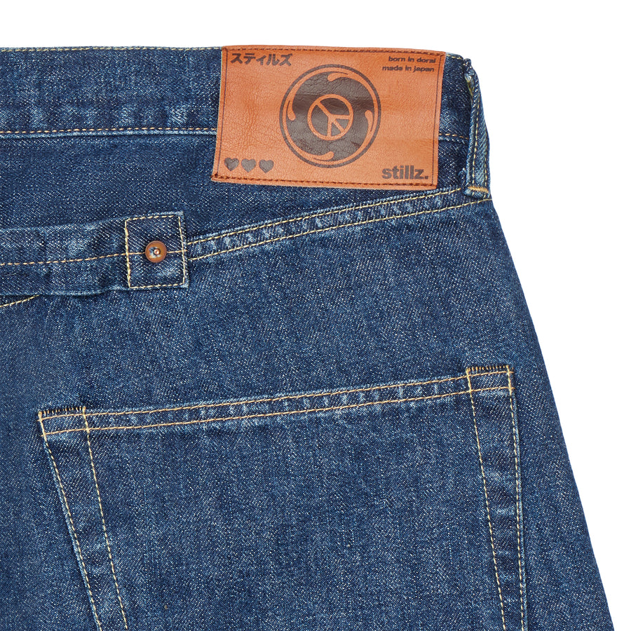 ENZYME WASH DENIM JEANS W/ ORANGE CHAINSTITCH EMBROIDERY